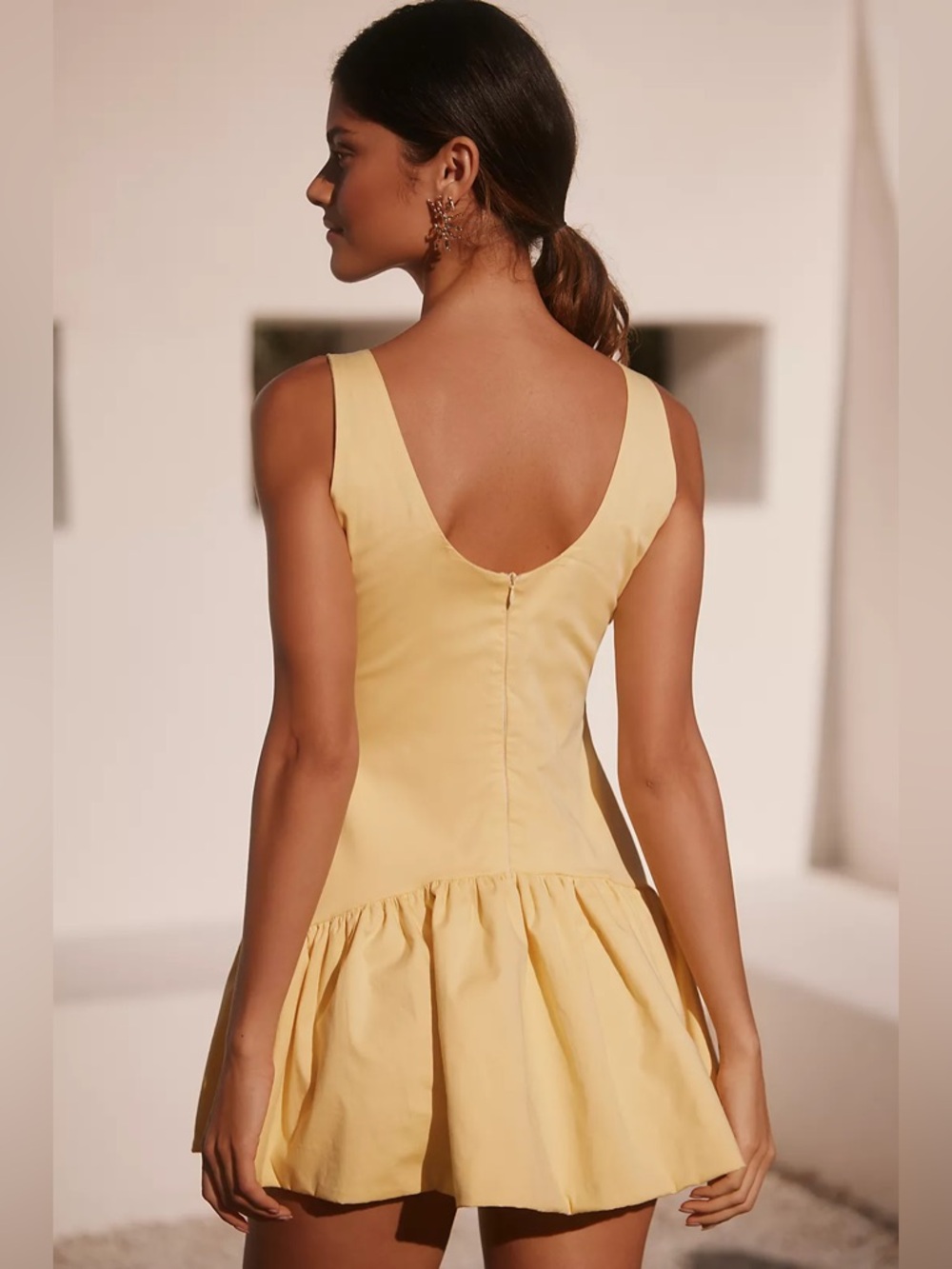 love, Fire Yellow Sleeveless Bow Ruffle Hem Mini Dress NWT Kentucky Derby dress